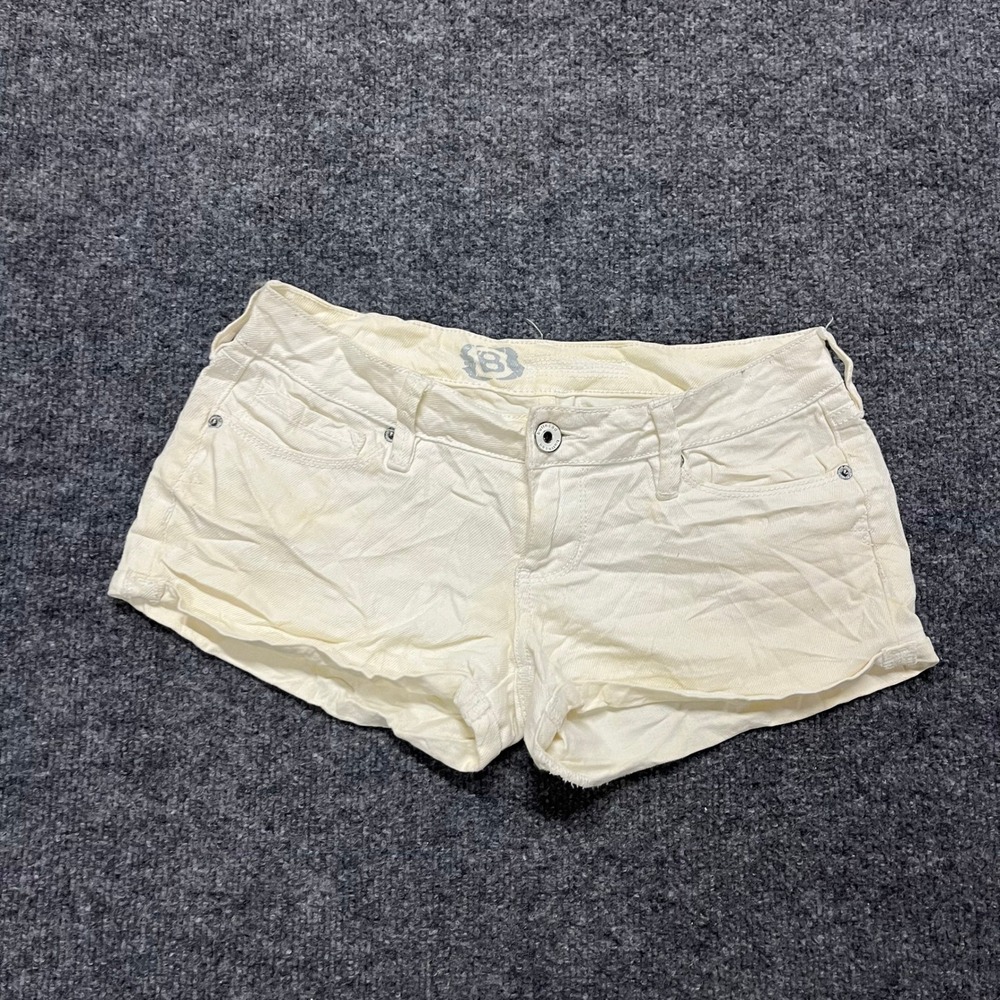 Bullhead Denim Shorts Womens Size 1 Off-White Low Rise Casual Stretch Summer